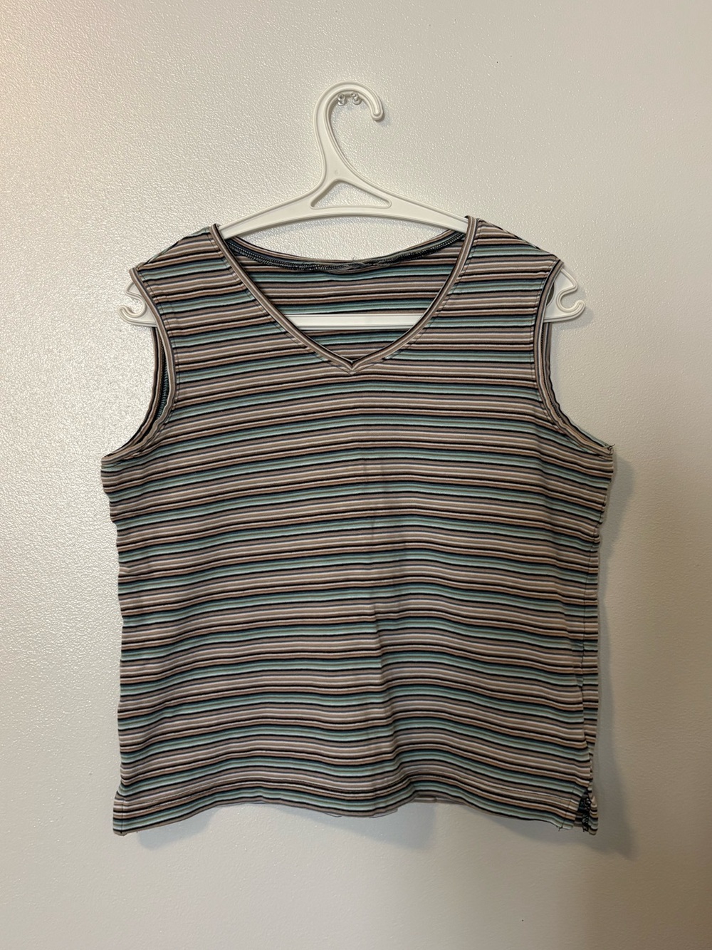 White Stag Striped Sleeveless V-Neck Tank